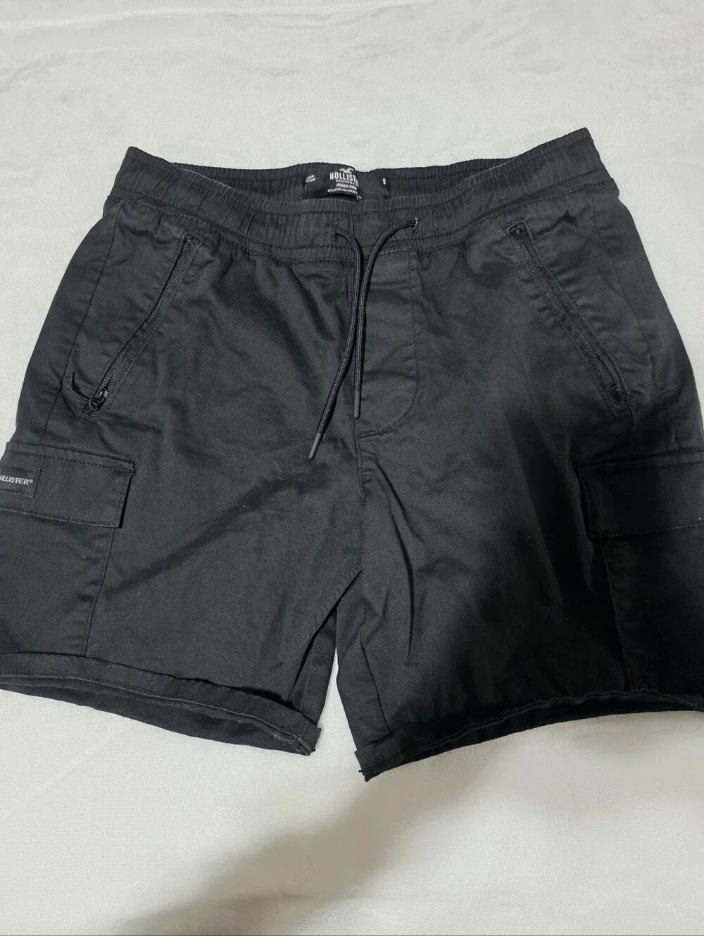 Hollister Black Cargo Jogger Shorts Zip Pocket Drawstring Men's Small